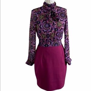 click dress midi violet purple size 6 office